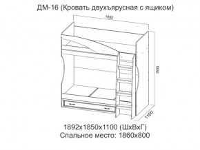 ДМ-16 Кровать двухъярусная с ящиком в Первоуральске - pervouralsk.magazin-mebel74.ru | фото