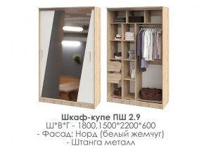 шкаф-купе ПШ-2.9 1500 Норд Белый жемчуг 1500 в Первоуральске - pervouralsk.magazin-mebel74.ru | фото